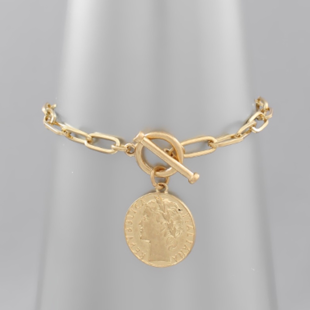 Coin Charm Chain Bracelet